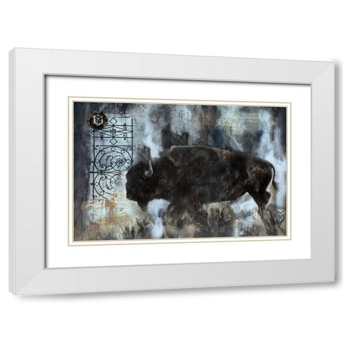 Buffalo Blue White Modern Wood Framed Art Print with Double Matting by Wiley, Marta