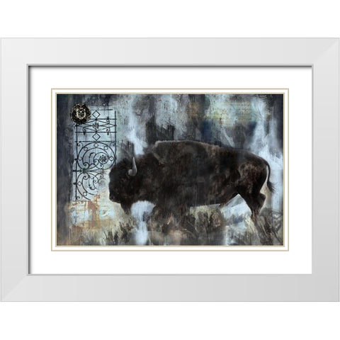 Buffalo Blue White Modern Wood Framed Art Print with Double Matting by Wiley, Marta