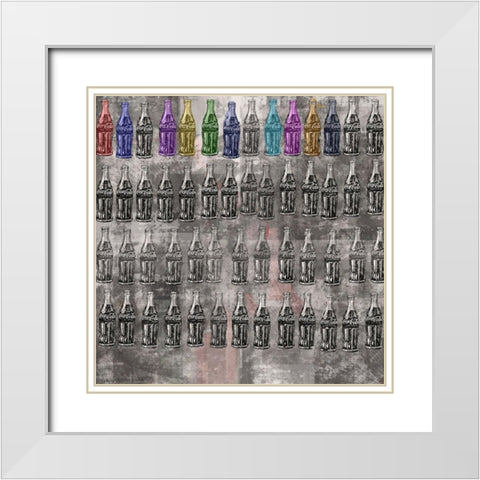 Coke Silkscreen Colors V White Modern Wood Framed Art Print with Double Matting by Wiley, Marta