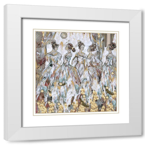 Blue Bells II White Modern Wood Framed Art Print with Double Matting by Wiley, Marta
