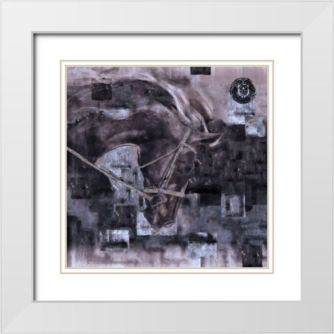 Horse Blue Tint White Modern Wood Framed Art Print with Double Matting by Wiley, Marta