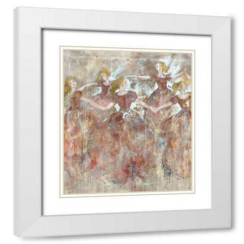 Dancers in red vertical White Modern Wood Framed Art Print with Double Matting by Wiley, Marta