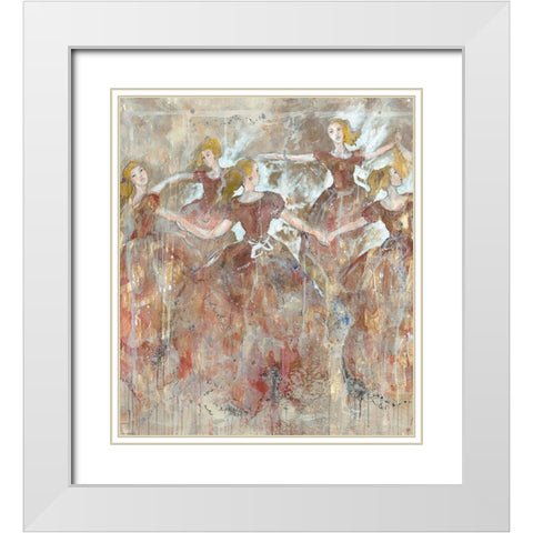 Dancers in red vertical White Modern Wood Framed Art Print with Double Matting by Wiley, Marta