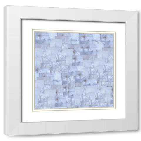 Gold Squares Abstract Blue White Modern Wood Framed Art Print with Double Matting by Wiley, Marta