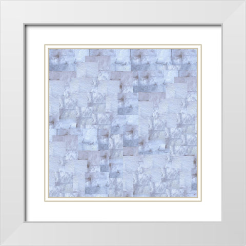 Gold Squares Abstract Blue White Modern Wood Framed Art Print with Double Matting by Wiley, Marta