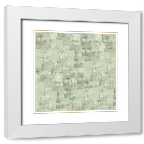 Gold Squares Abstract Green White Modern Wood Framed Art Print with Double Matting by Wiley, Marta