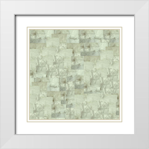 Gold Squares Abstract Green White Modern Wood Framed Art Print with Double Matting by Wiley, Marta
