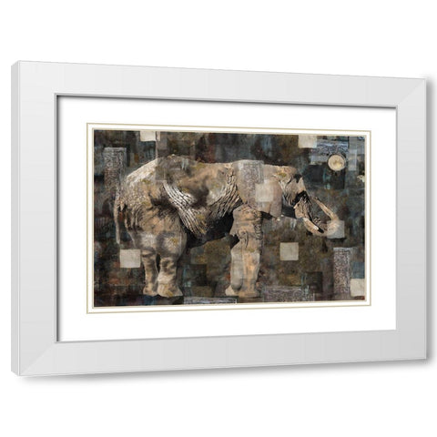 Elephant Collage Classic White Modern Wood Framed Art Print with Double Matting by Wiley, Marta