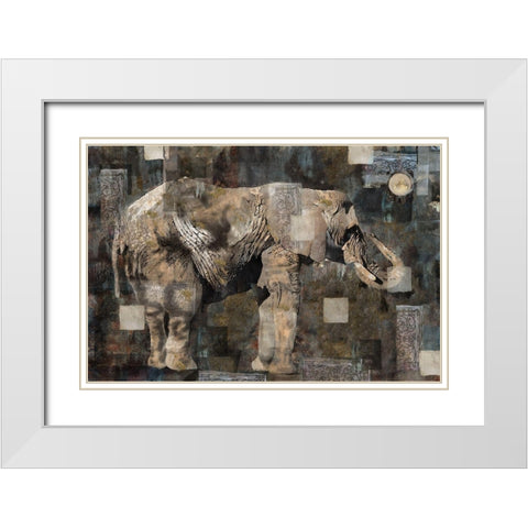 Elephant Collage Classic White Modern Wood Framed Art Print with Double Matting by Wiley, Marta
