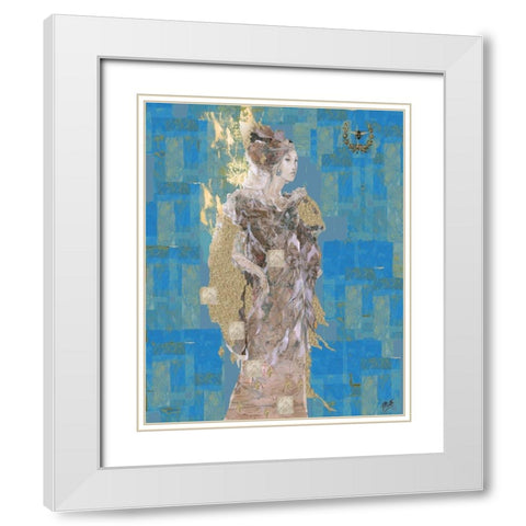 Queen Bee II blue White Modern Wood Framed Art Print with Double Matting by Wiley, Marta