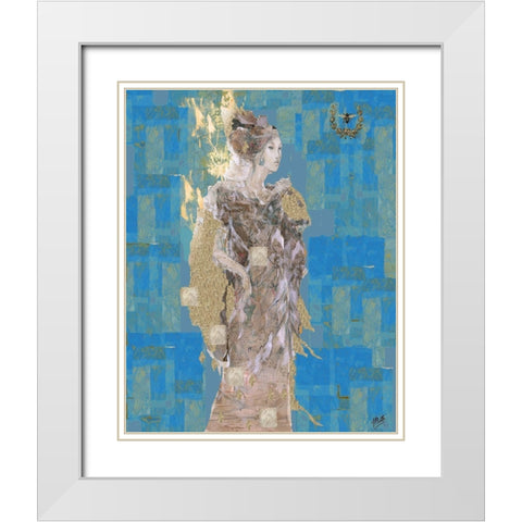 Queen Bee II blue White Modern Wood Framed Art Print with Double Matting by Wiley, Marta