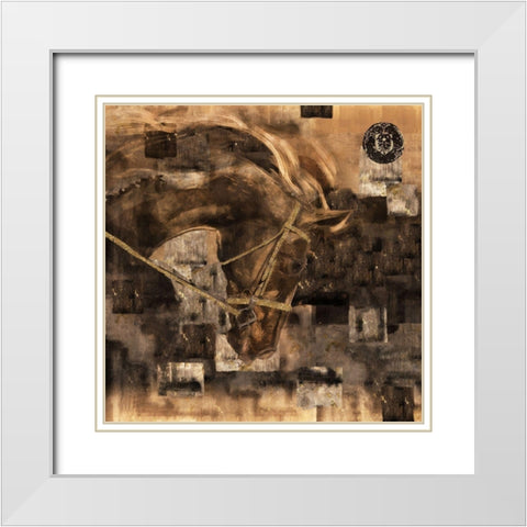 Horse Square Format Sepia White Modern Wood Framed Art Print with Double Matting by Wiley, Marta