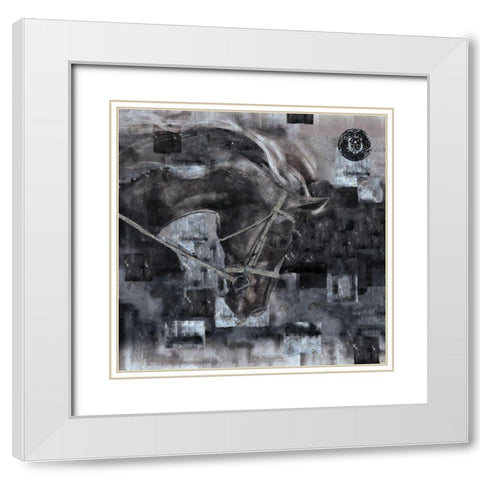 Horse Square Format Black and White White Modern Wood Framed Art Print with Double Matting by Wiley, Marta