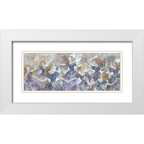 Dancer In Blue Horizontal White Modern Wood Framed Art Print with Double Matting by Wiley, Marta