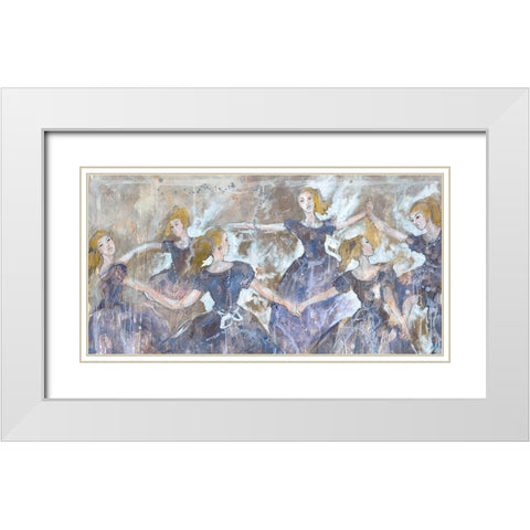 Dancers In Blue Close Up White Modern Wood Framed Art Print with Double Matting by Wiley, Marta