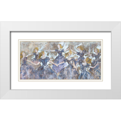 Dancer In Blue Small Horizontal White Modern Wood Framed Art Print with Double Matting by Wiley, Marta