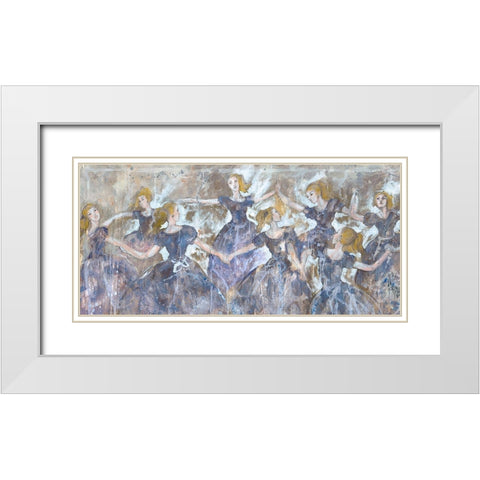 Dancer In Blue Small Horizonal beige White Modern Wood Framed Art Print with Double Matting by Wiley, Marta
