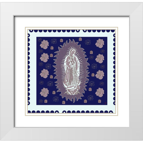 Virgin Mary Blue and White White Modern Wood Framed Art Print with Double Matting by Wiley, Marta