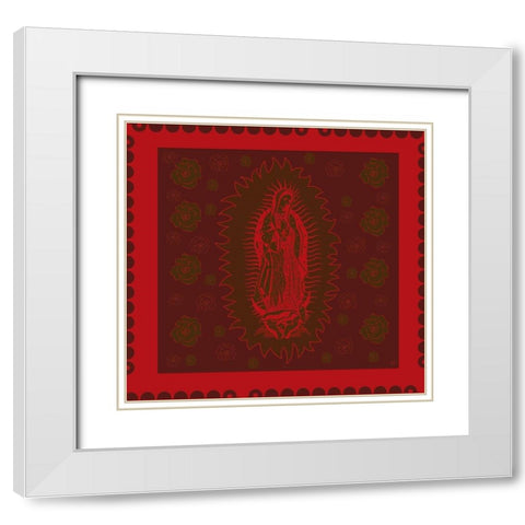 Virgin Mary Red on red White Modern Wood Framed Art Print with Double Matting by Wiley, Marta