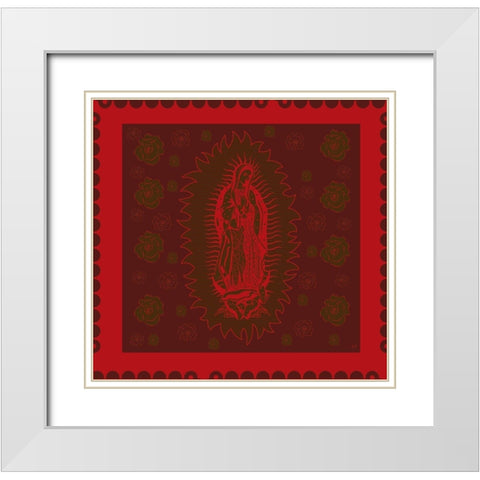 Virgin Mary Red on red White Modern Wood Framed Art Print with Double Matting by Wiley, Marta