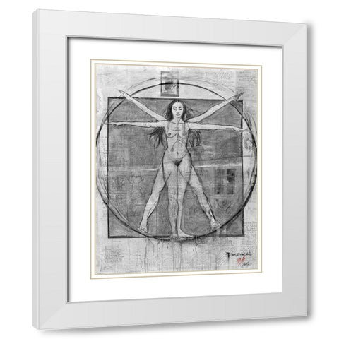 Female Da Vinci White Modern Wood Framed Art Print with Double Matting by Wiley, Marta