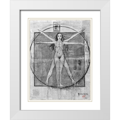Female Da Vinci White Modern Wood Framed Art Print with Double Matting by Wiley, Marta
