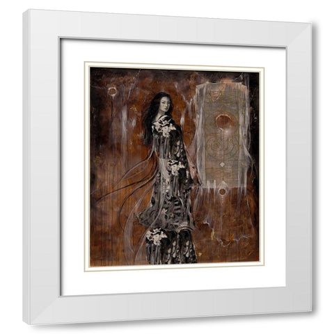 Sepia Geisha White Modern Wood Framed Art Print with Double Matting by Wiley, Marta