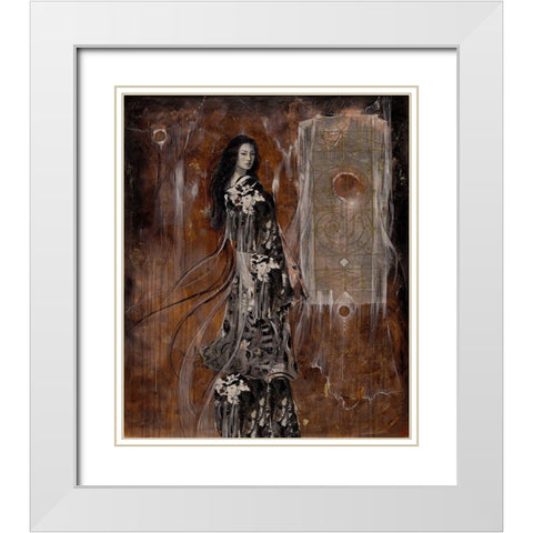 Sepia Geisha White Modern Wood Framed Art Print with Double Matting by Wiley, Marta