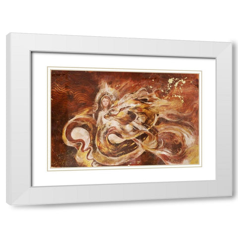 Dragon and The Pearl White Modern Wood Framed Art Print with Double Matting by Wiley, Marta