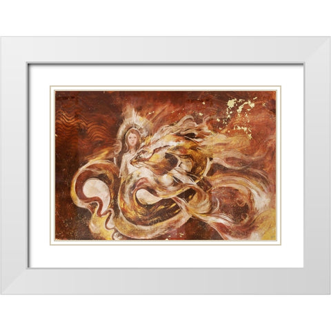 Dragon and The Pearl White Modern Wood Framed Art Print with Double Matting by Wiley, Marta