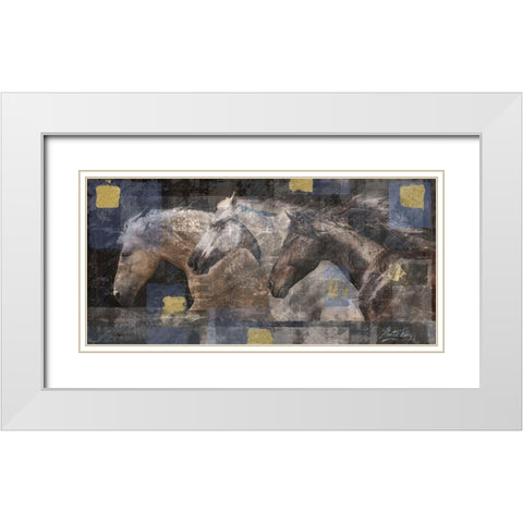Horse Silk Screen White Modern Wood Framed Art Print with Double Matting by Wiley, Marta