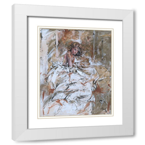 Goddess- Teal tint White Modern Wood Framed Art Print with Double Matting by Wiley, Marta
