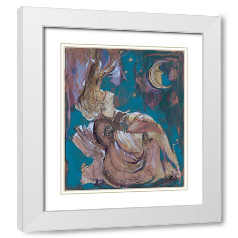 Teal Light Goddess White Modern Wood Framed Art Print with Double Matting by Wiley, Marta
