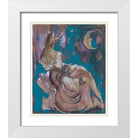 Teal Light Goddess White Modern Wood Framed Art Print with Double Matting by Wiley, Marta