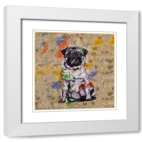 Colorful Dog III Square White Modern Wood Framed Art Print with Double Matting by Wiley, Marta
