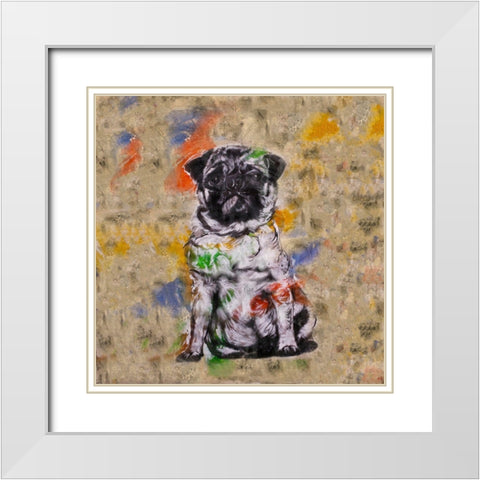 Colorful Dog III Square White Modern Wood Framed Art Print with Double Matting by Wiley, Marta