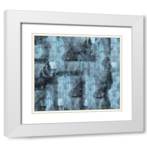Teal Crackle White Modern Wood Framed Art Print with Double Matting by Wiley, Marta