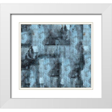 Teal Crackle White Modern Wood Framed Art Print with Double Matting by Wiley, Marta