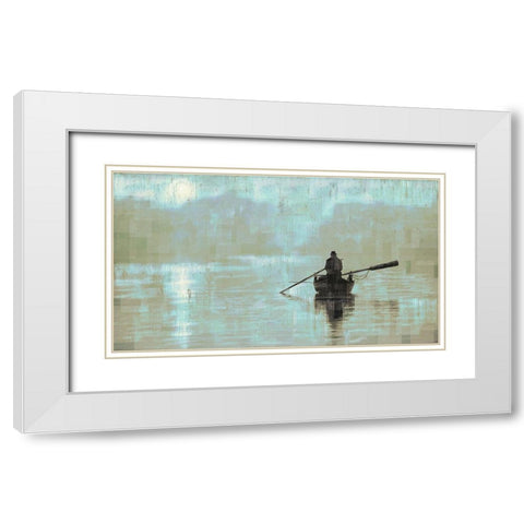 Peace Sandy Blue White Modern Wood Framed Art Print with Double Matting by Wiley, Marta