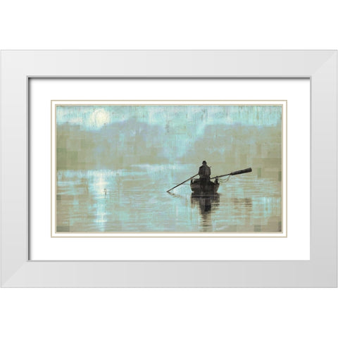 Peace Sandy Blue White Modern Wood Framed Art Print with Double Matting by Wiley, Marta