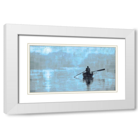 Peace Light Blue White Modern Wood Framed Art Print with Double Matting by Wiley, Marta