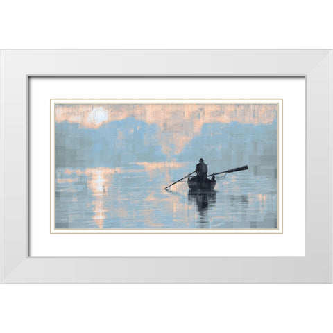 Peace Sunset White Modern Wood Framed Art Print with Double Matting by Wiley, Marta