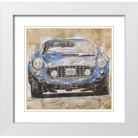 Blue Car light White Modern Wood Framed Art Print with Double Matting by Wiley, Marta