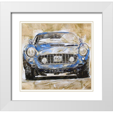 Blue Car Dark White Modern Wood Framed Art Print with Double Matting by Wiley, Marta