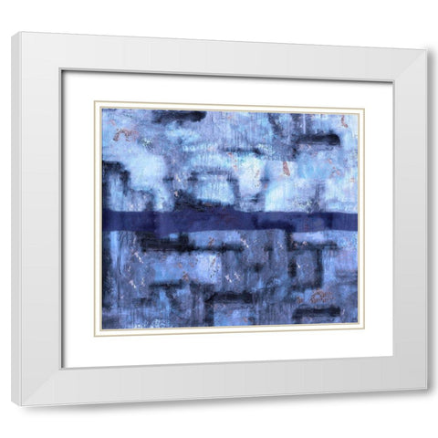 Blue Abstract White Modern Wood Framed Art Print with Double Matting by Wiley, Marta