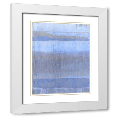 Blue Abstract  V White Modern Wood Framed Art Print with Double Matting by Wiley, Marta