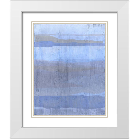Blue Abstract  V White Modern Wood Framed Art Print with Double Matting by Wiley, Marta