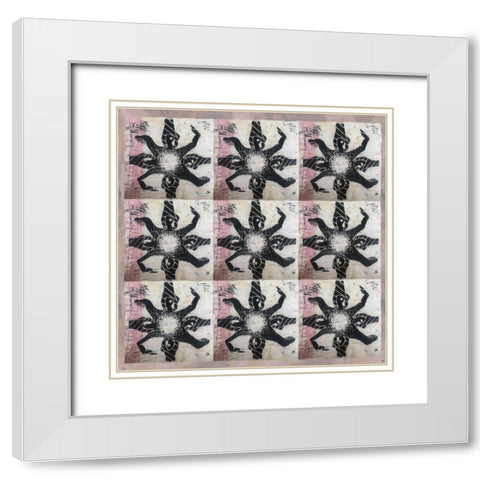 Fancy Footwork Abstract White Modern Wood Framed Art Print with Double Matting by Wiley, Marta