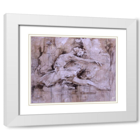 Ballerina - Light White Modern Wood Framed Art Print with Double Matting by Wiley, Marta