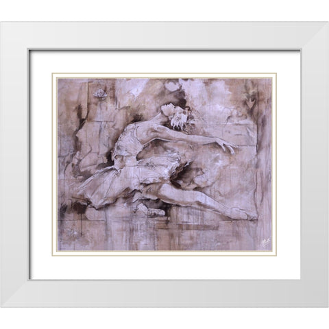 Ballerina - Light White Modern Wood Framed Art Print with Double Matting by Wiley, Marta